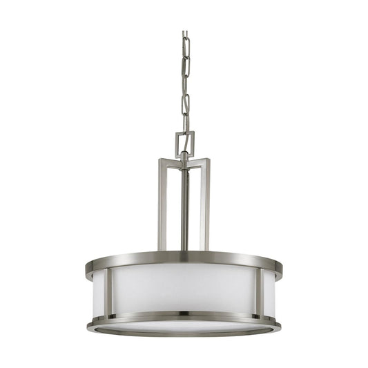 Odeon - 4 Light Pendant with Satin White Glass - Brushed Nickel Finish - Satco 60-2857