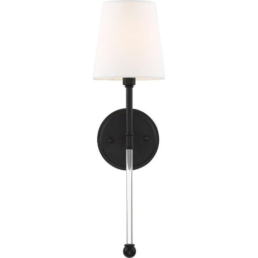 Olmstead - 1 Light Wall Sconce - with White Linen Shade - Aged Bronze Finish - Satco 60-6689