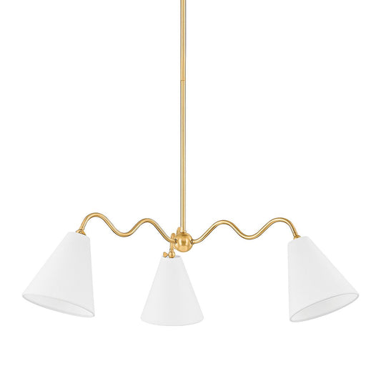 Onda 3-Light Chandelier - Aged Brass by Mitzi