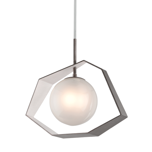 Origami Chandelier - 1-Light - Graphite With Silver Leaf - Troy Lighting F5536-GRA/SL/SS