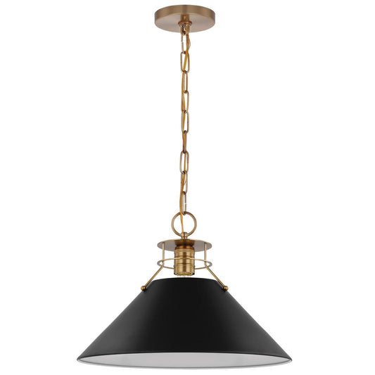 Outpost - 1 Light - Large Pendant - Matte Black with Burnished Brass - Satco 60-7525