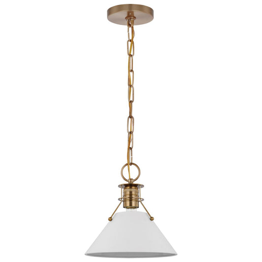 Outpost - 1 Light - Large Pendant - Matte White with Burnished Brass - Satco 60-7526