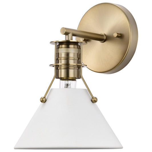 Outpost - 1 Light - Wall Sconce - Matte White with Burnished Brass - Satco 60-7520