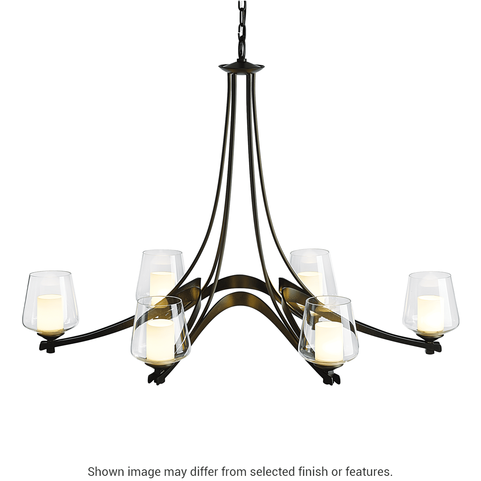 Oval Ribbon 6-Arm Chandelier - Opal and Clear Glass - White by Hubbardton Forge