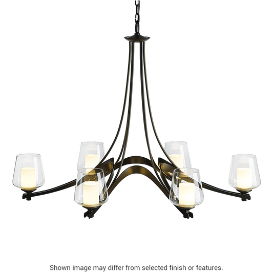 Oval Ribbon 6-Arm Chandelier - Opal and Clear Glass - White by Hubbardton Forge