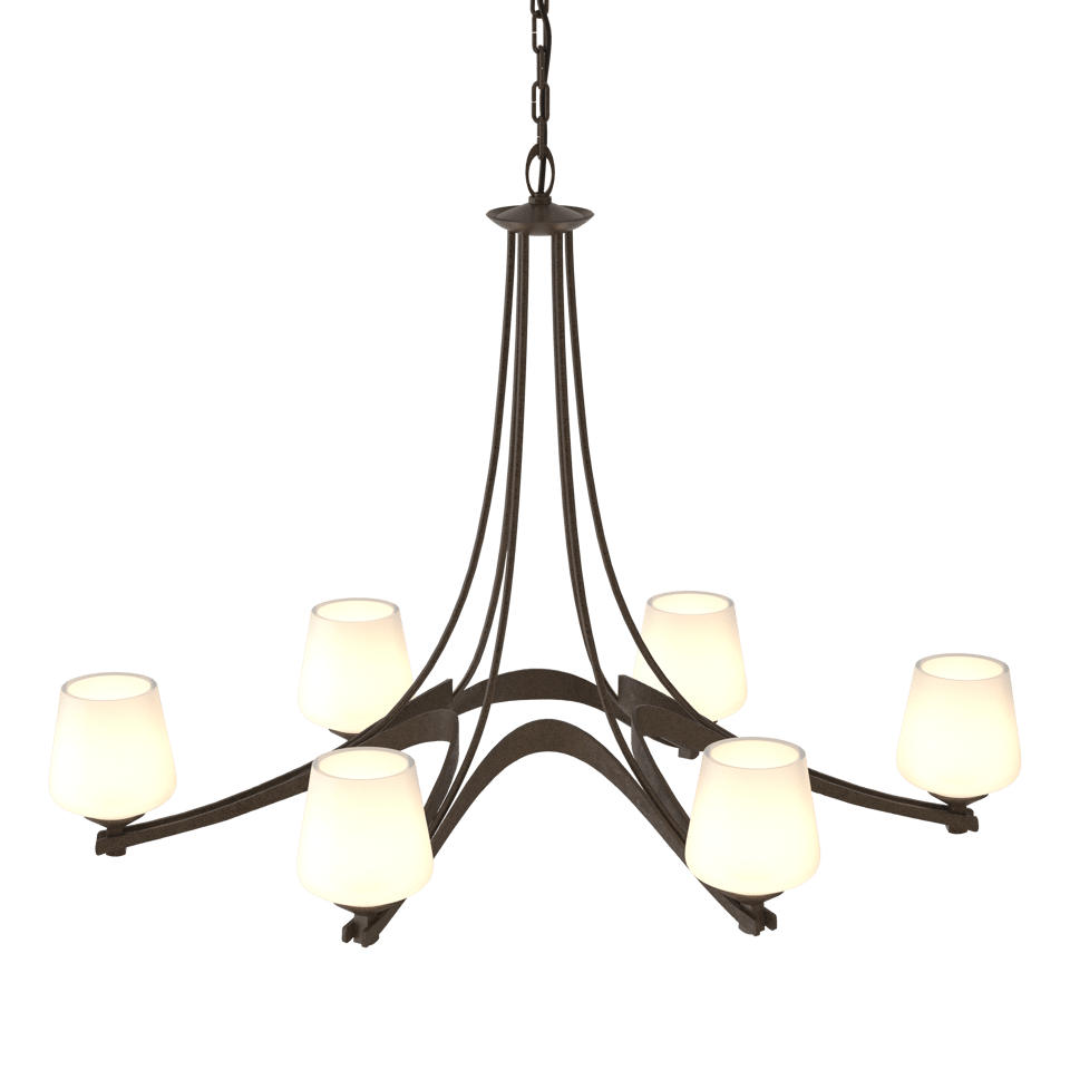 Oval Ribbon 6-Arm Chandelier - Opal Glass - Bronze by Hubbardton Forge