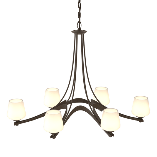 Oval Ribbon 6-Arm Chandelier - Opal Glass - Bronze by Hubbardton Forge