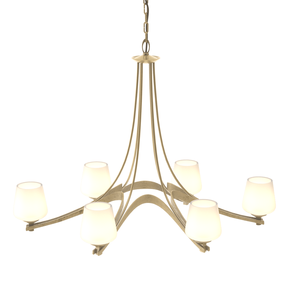 Oval Ribbon 6-Arm Chandelier - Opal Glass - Modern Brass by Hubbardton Forge