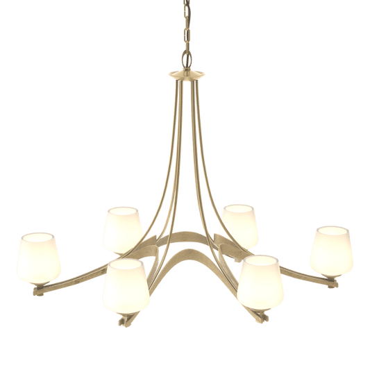 Oval Ribbon 6-Arm Chandelier - Opal Glass - Modern Brass by Hubbardton Forge