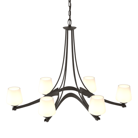 Oval Ribbon 6-Arm Chandelier - Opal Glass - Oil Rubbed Bronze by Hubbardton Forge