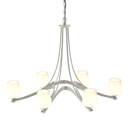 Oval Ribbon 6-Arm Chandelier - Opal Glass - Vintage Platinum by Hubbardton Forge
