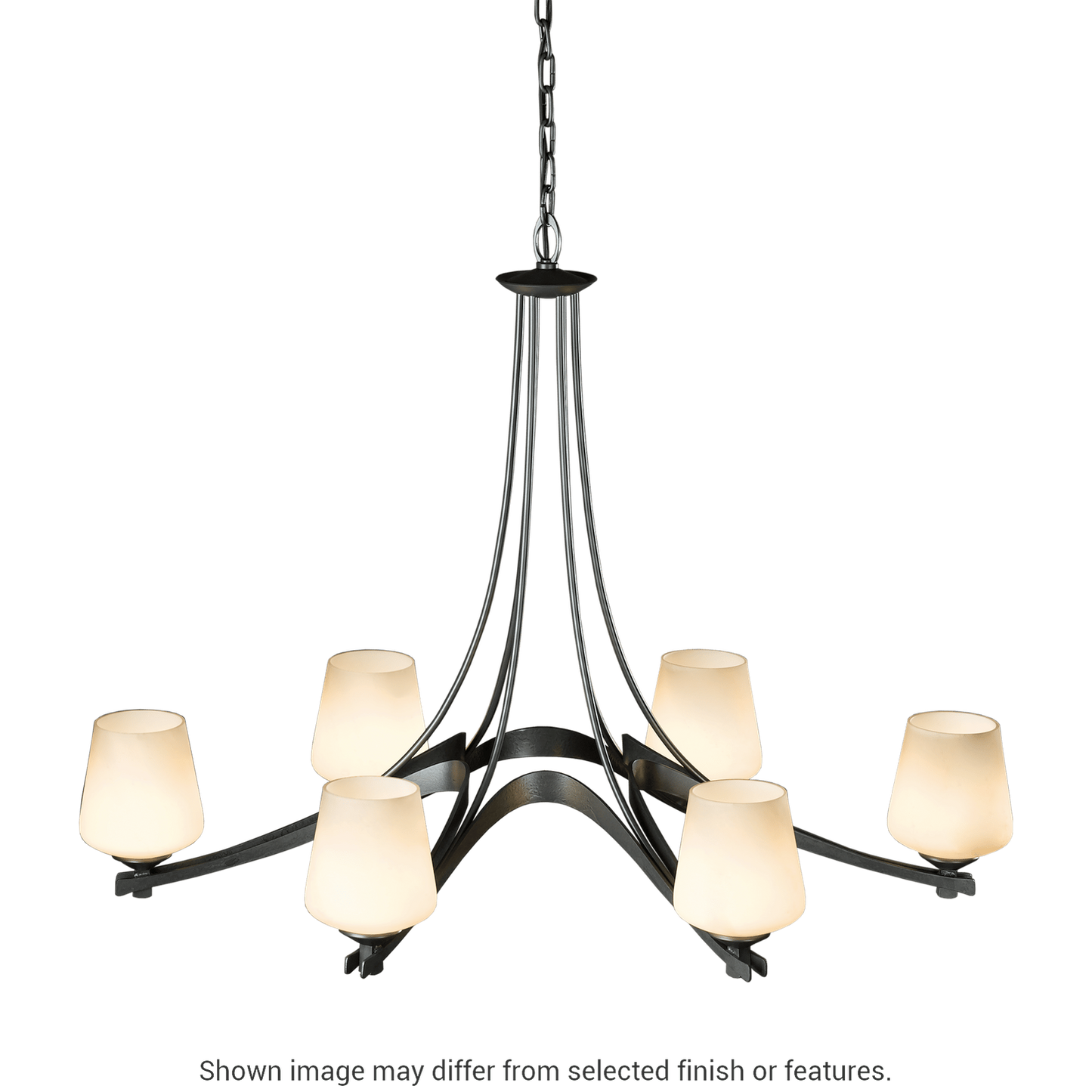 Oval Ribbon 6-Arm Chandelier - Opal Glass - White by Hubbardton Forge