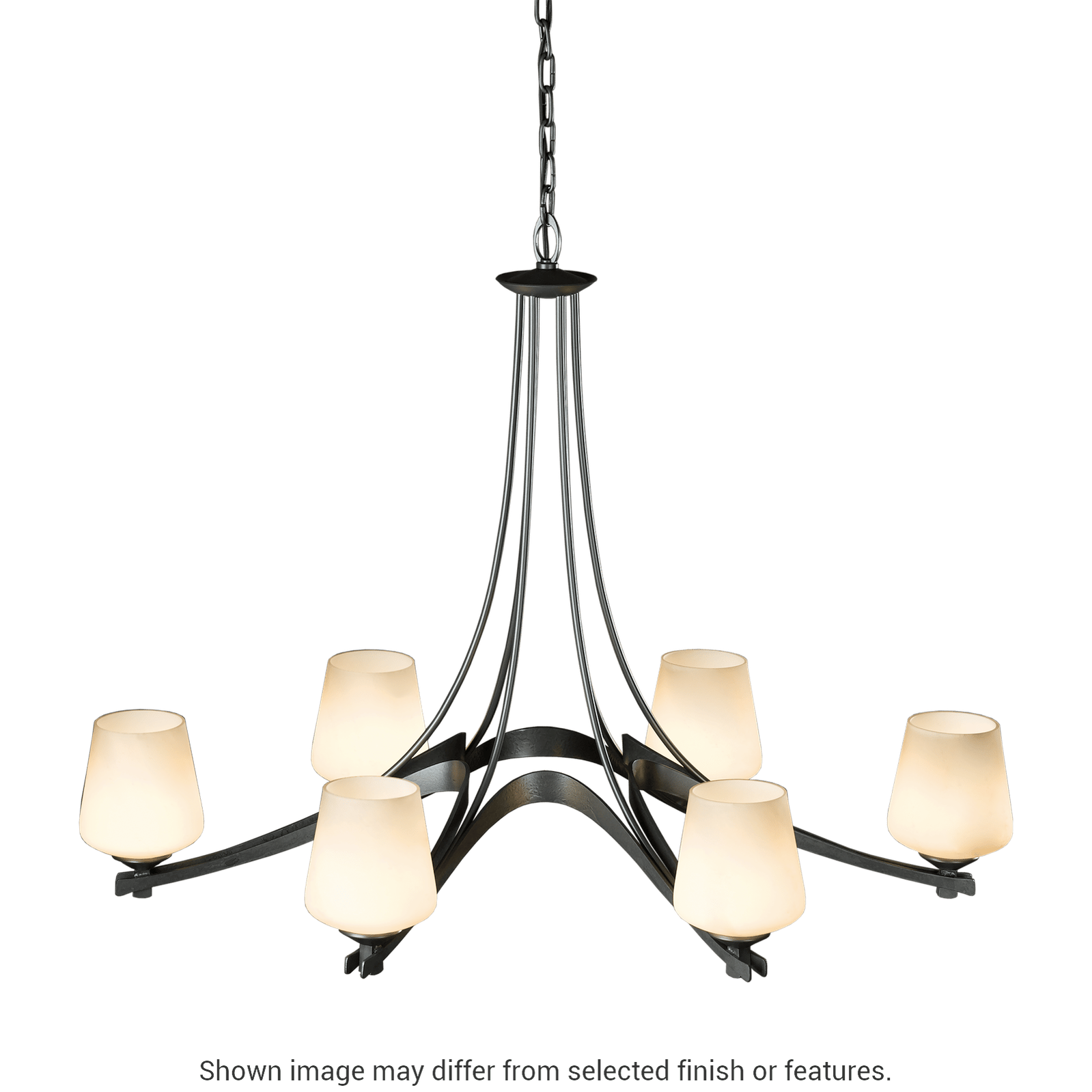 Oval Ribbon 6-Arm Chandelier - Opal Glass - White by Hubbardton Forge