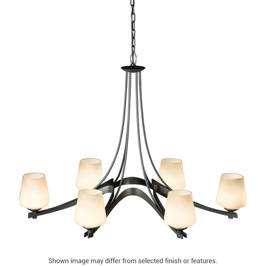 Oval Ribbon 6-Arm Chandelier - Opal Glass - White by Hubbardton Forge