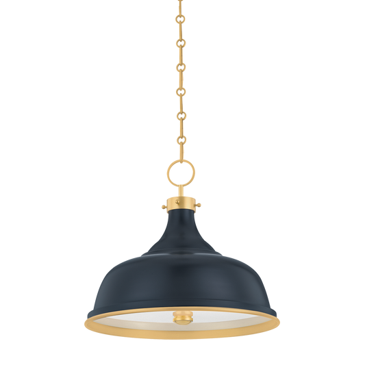 Painted No.1 Pendant - Aged Brass/Darkest Blue by Hudson Valley Lighting