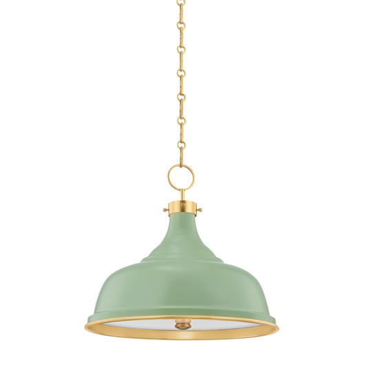 Painted No.1 Pendant - Aged Brass/Leaf Green Combo by Hudson Valley Lighting