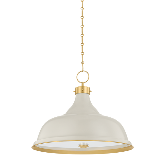 Painted No.1 Pendant - Aged Brass/Off-White by Hudson Valley Lighting