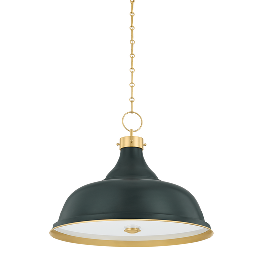Painted No.1 Pendant - Aged Brass/Soft Studio Green by Hudson Valley Lighting