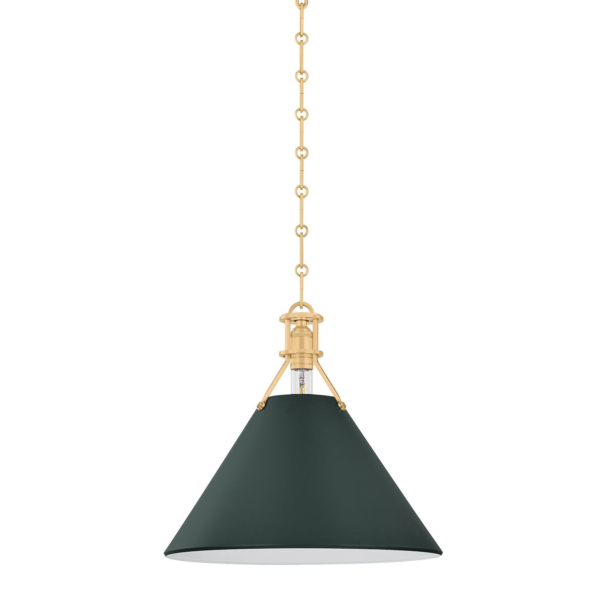 Painted No.2 Large Pendant - Aged Brass/Soft Studio Green by Hudson Valley Lighting