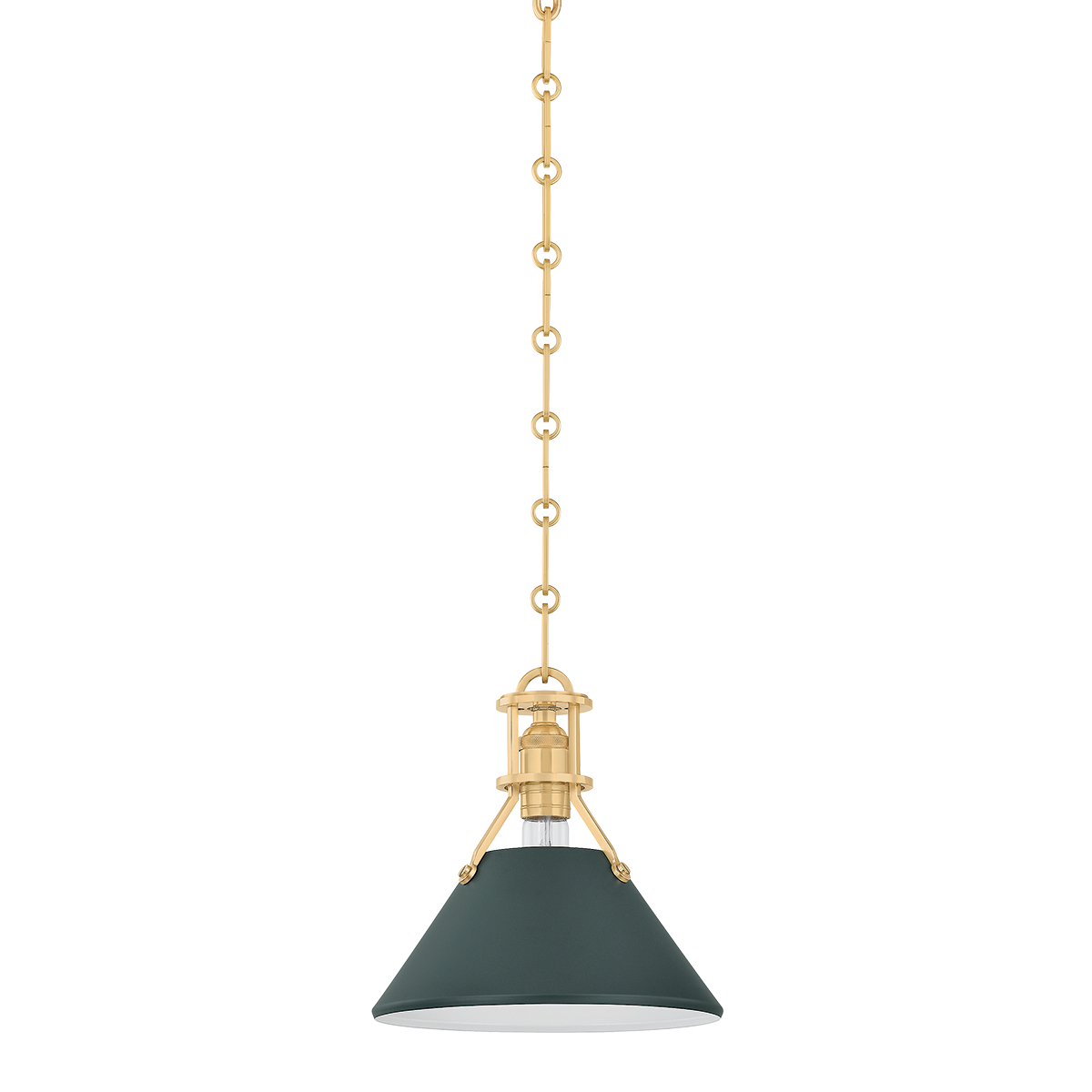Painted No.2 Medium Pendant - Aged Brass/Soft Studio Green by Hudson Valley Lighting