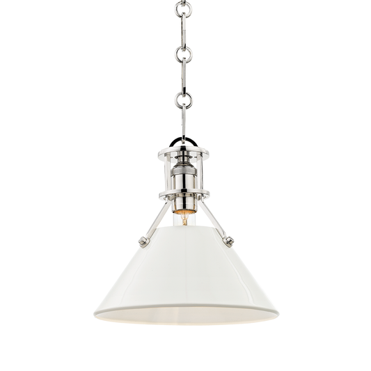 Painted No.2 Medium Pendant - Polished Nickel/Off White by Hudson Valley Lighting