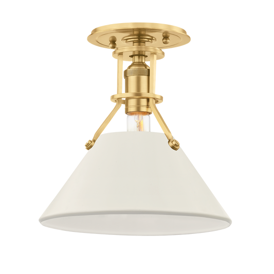 Painted No.2 Semi Flush - Aged Brass/Off White by Hudson Valley Lighting
