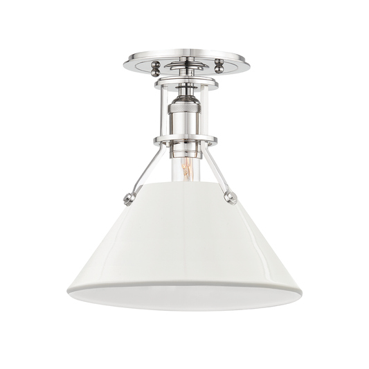 Painted No.2 Semi Flush - Polished Nickel/Off White by Hudson Valley Lighting