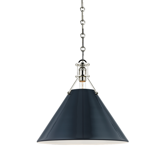 Painted No.2 Small Pendant - Polished Nickel/Darkest Blue by Hudson Valley Lighting