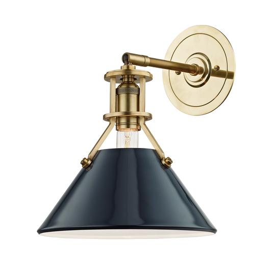 Painted No.2 Wall Sconce - Aged Brass/Darkest Blue by Hudson Valley Lighting