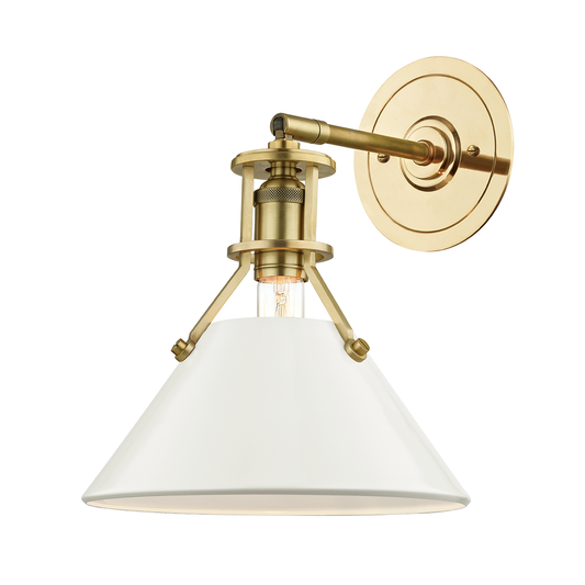 Painted No.2 Wall Sconce - Aged Brass/Off White by Hudson Valley Lighting
