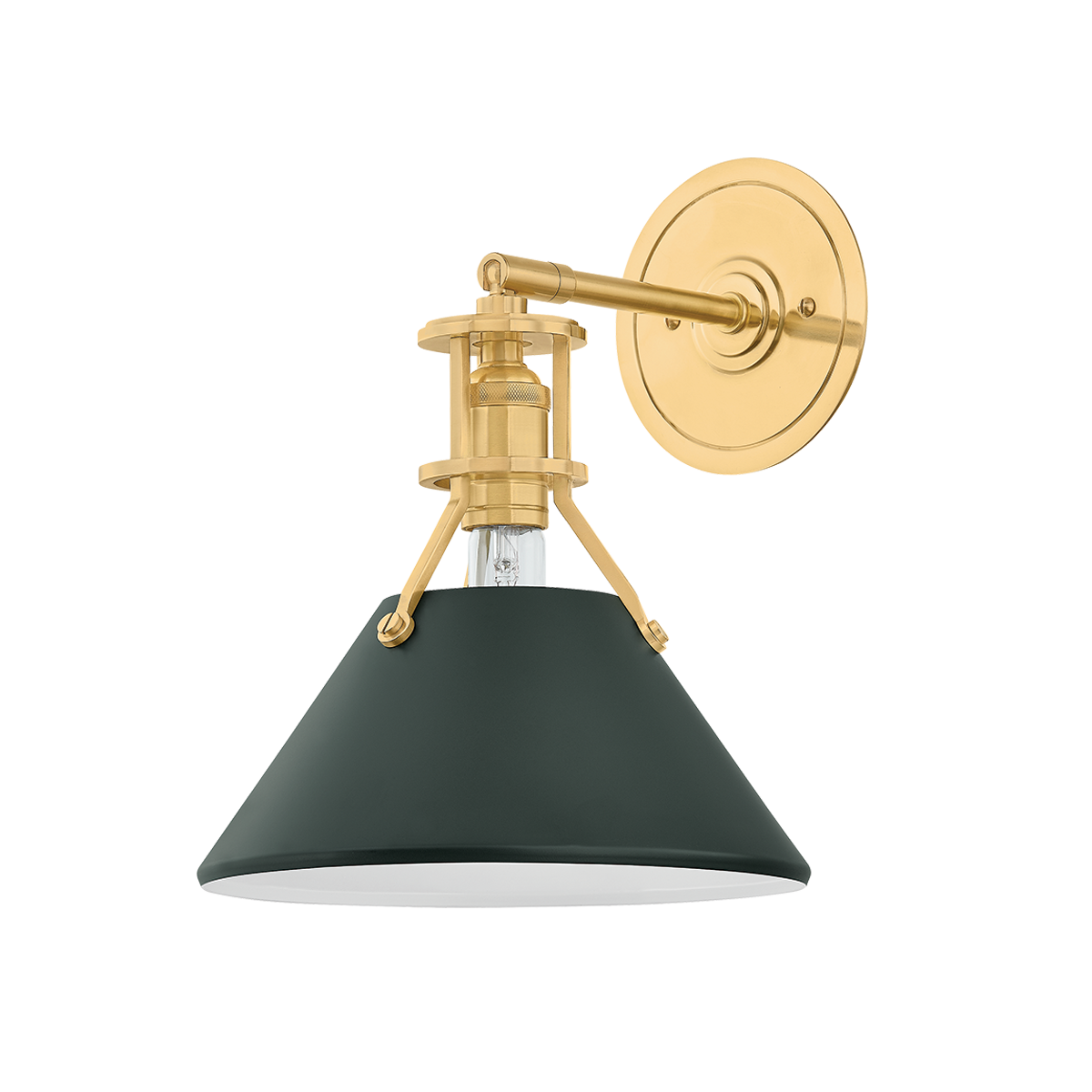 Painted No.2 Wall Sconce - Aged Brass/Soft Studio Green by Hudson Valley Lighting