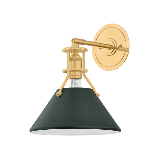 Painted No.2 Wall Sconce - Aged Brass/Soft Studio Green by Hudson Valley Lighting