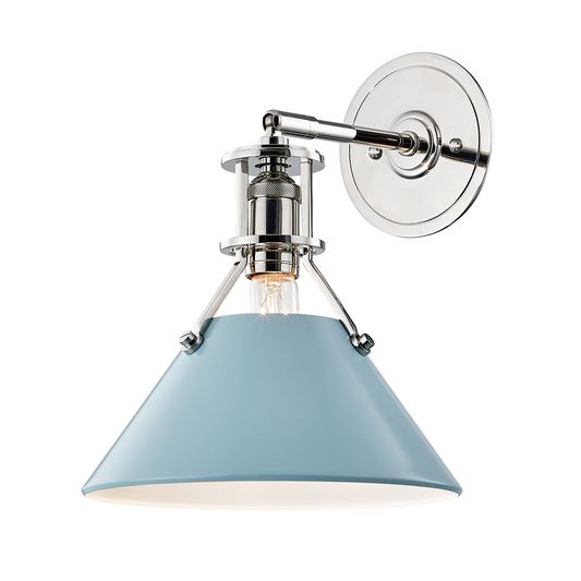 Painted No.2 Wall Sconce - Polished Nickel/Blue Bird by Hudson Valley Lighting