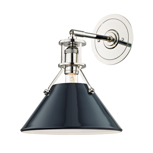 Painted No.2 Wall Sconce - Polished Nickel/Darkest Blue by Hudson Valley Lighting