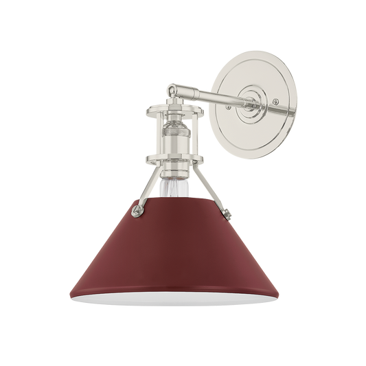 Painted No.2 Wall Sconce - Polished Nickel/Soft Crimson by Hudson Valley Lighting