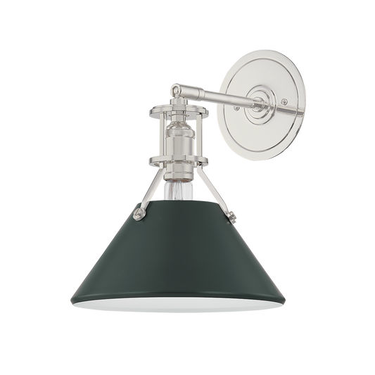 Painted No.2 Wall Sconce - Polished Nickel/Soft Studio Green by Hudson Valley Lighting