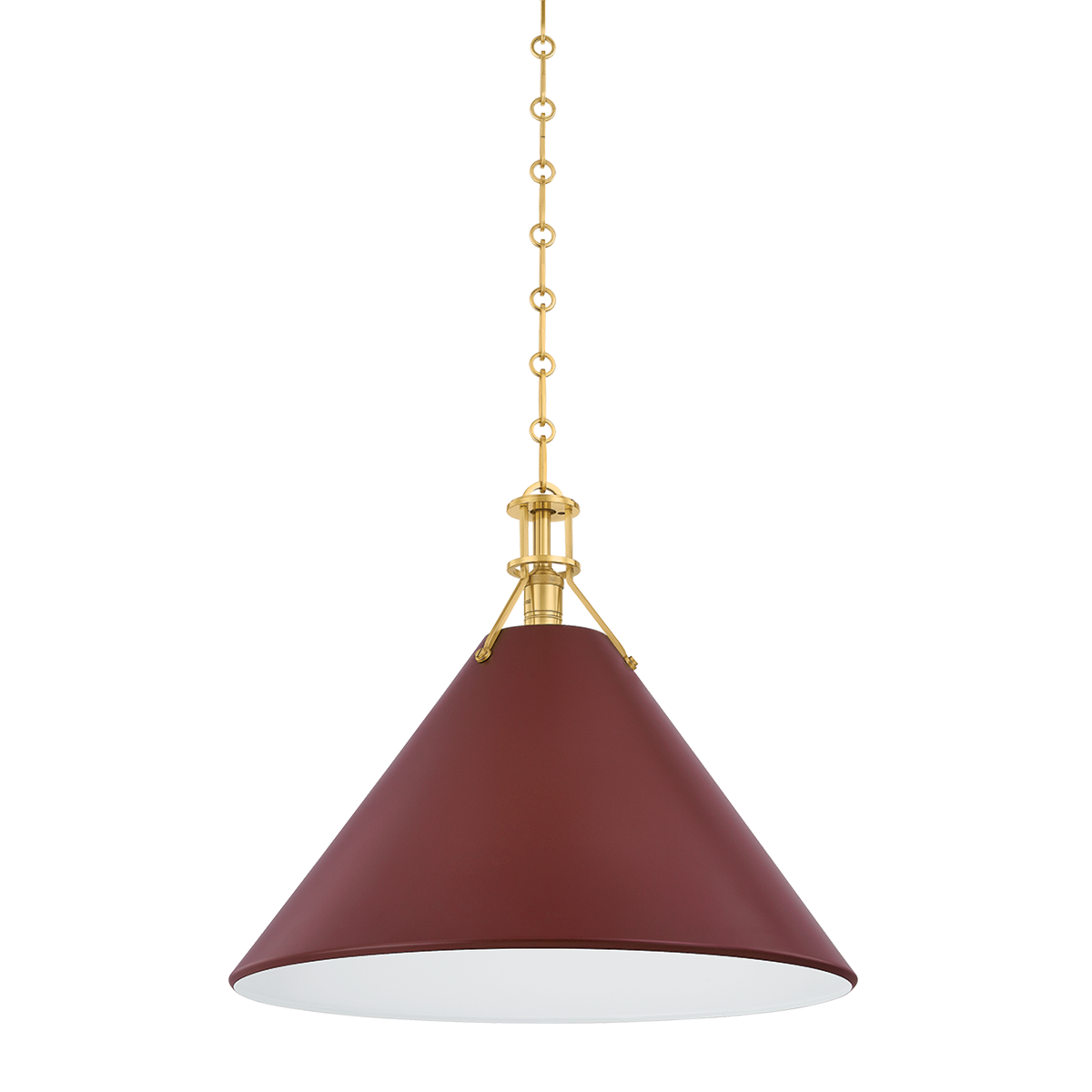 Painted No.2 X-Large Pendant - Aged Brass/Soft Crimson by Hudson Valley Lighting