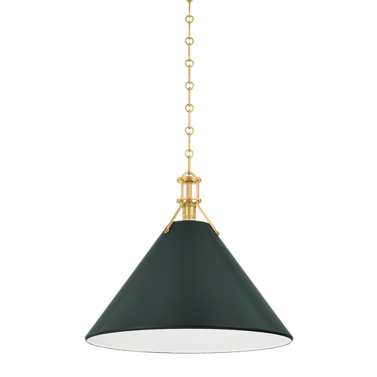 Painted No.2 X-Large Pendant - Aged Brass/Soft Studio Green by Hudson Valley Lighting