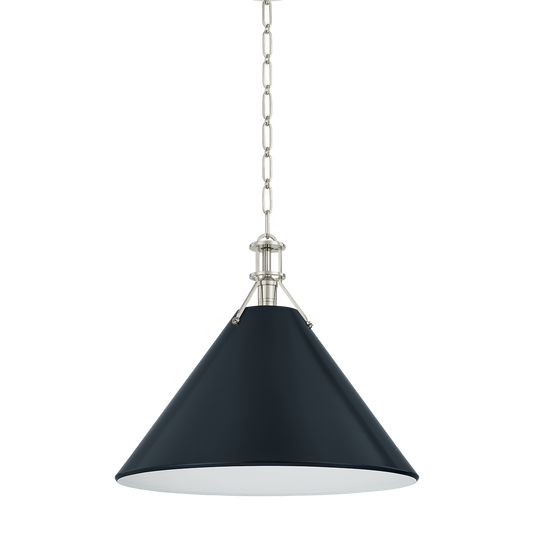 Painted No.2 X-Large Pendant - Polished Nickel/Darkest Blue by Hudson Valley Lighting