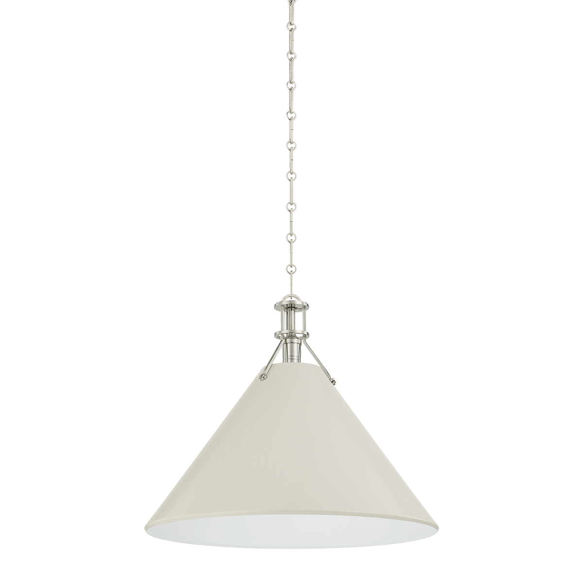 Painted No.2 X-Large Pendant - Polished Nickel/Off-White by Hudson Valley Lighting