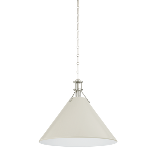 Painted No.2 X-Large Pendant - Polished Nickel/Off-White by Hudson Valley Lighting