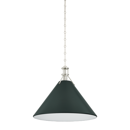 Painted No.2 X-Large Pendant - Polished Nickel/Soft Studio Green by Hudson Valley Lighting