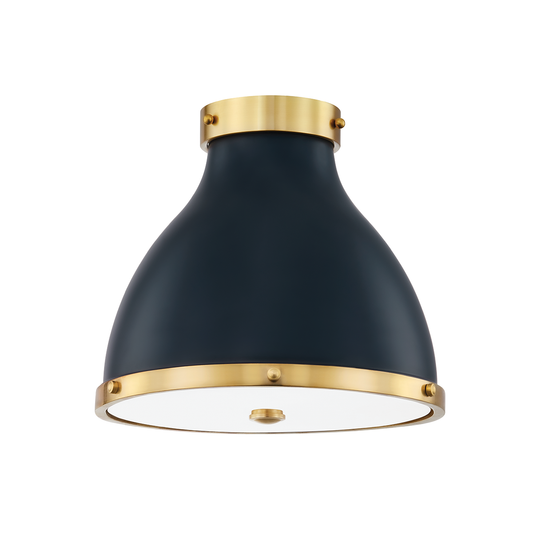 Painted No.3 Flush Mount - Aged Brass/Darkest Blue by Hudson Valley Lighting