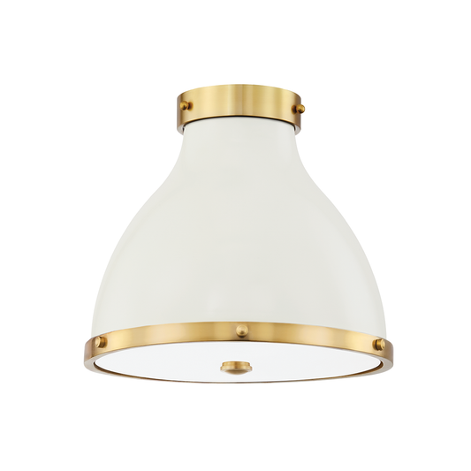 Painted No.3 Flush Mount - Aged Brass/Off White by Hudson Valley Lighting