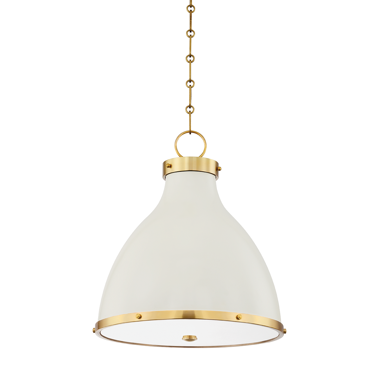 Painted No.3 Pendant - 2-Light - Aged Brass/Off White by Hudson Valley Lighting