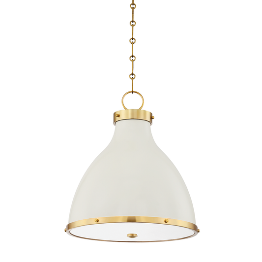 Painted No.3 Pendant - 2-Light - Aged Brass/Off White by Hudson Valley Lighting