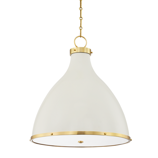 Painted No.3 Pendant - 3-Light - Aged Brass/Off White by Hudson Valley Lighting