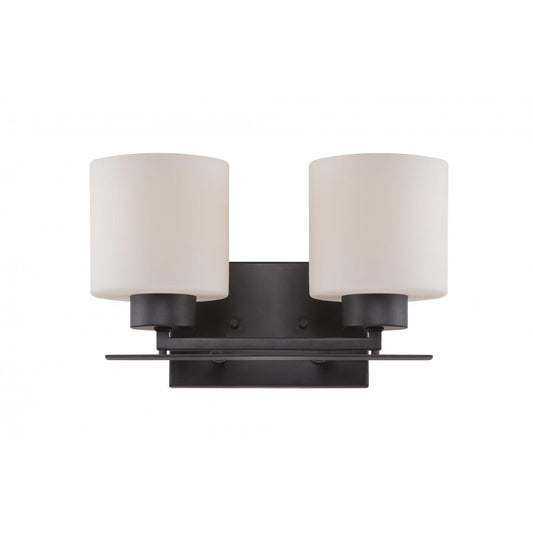 Parallel - 2 Light Vanity with Etched Opal Glass - Aged Bronze Finish - Satco 60-5302
