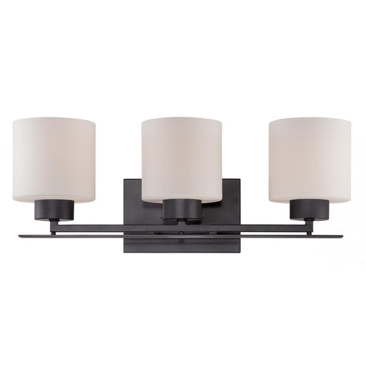 Parallel - 3 Light Vanity with Etched Opal Glass - Aged Bronze Finish - Satco 60-5303