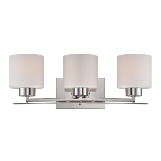 Parallel - 3 Light Vanity with Etched Opal Glass - Polished Nickel Finish - Satco 60-5203